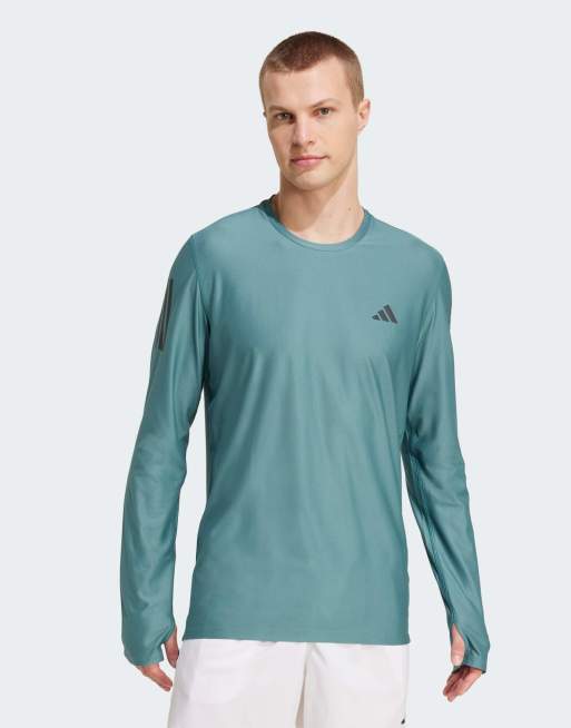 adidas performance Own the run long sleeve tee in preloved teal
