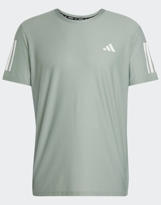 adidas Performance – Own the Run – Srebrnozielona koszulka do biegania