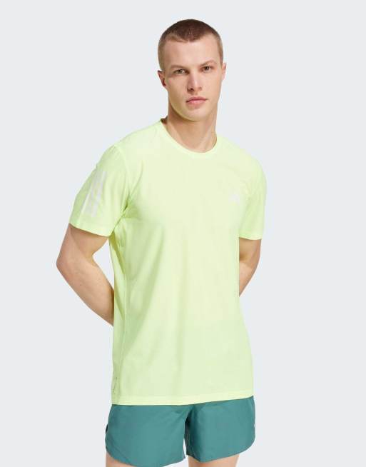 adidas performance Own the run tee in hi-res yellow