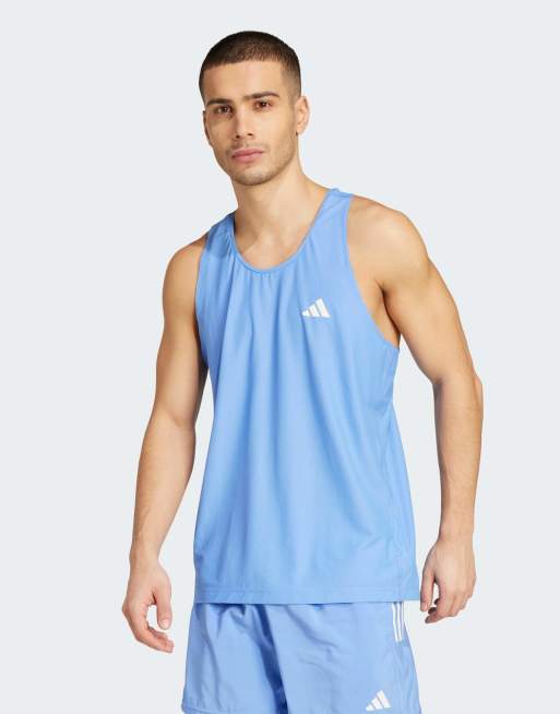 adidas performance - Own the Run - Top senza maniche blu fusion