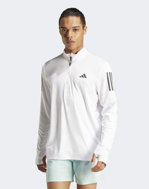 adidas performance - Own The Run - Top sportivo bianco con zip corta