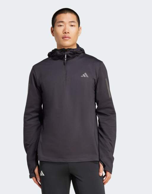 adidas performance - Own The run - Winterjack met capuchon en korte rits in zwart