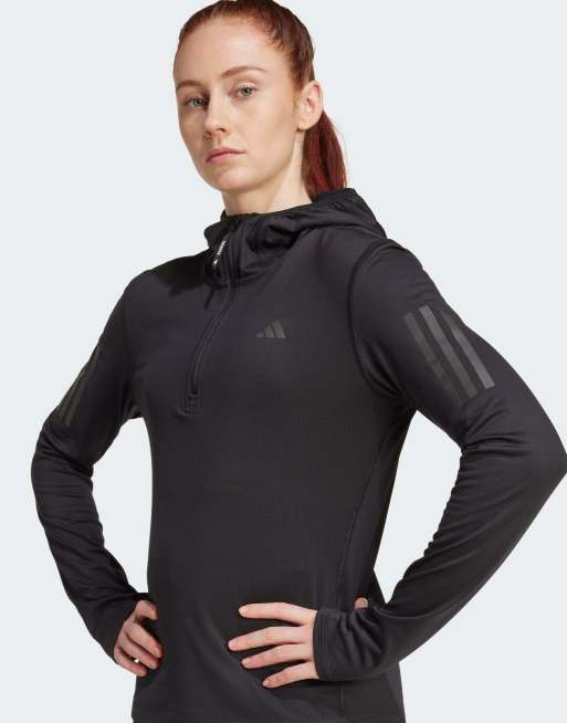adidas performance - Own The run - Winterjack met capuchon en korte rits in zwart, 4 van 4