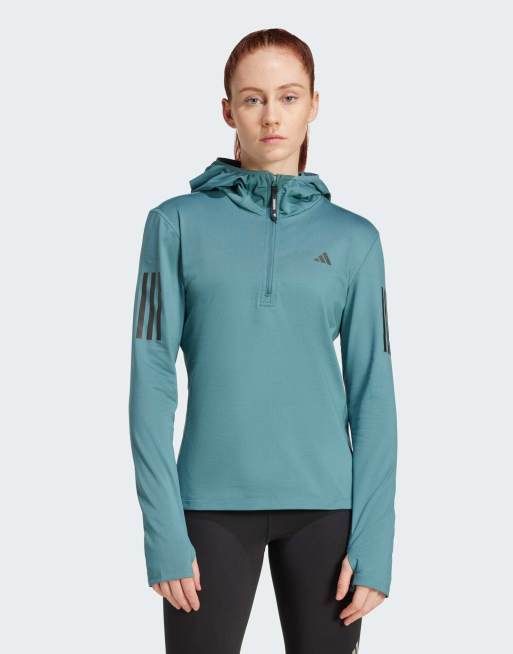 adidas performance - Own The Run - Winterjack met korte rits in preloved groenblauw, 2 van 4