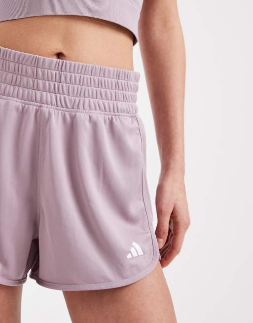adidas Performance - Pacer Essentials - Gebreide short met hoge taille in lichtpaars, 4 van 5