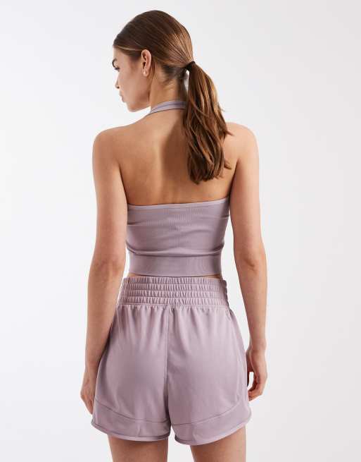 adidas Performance - Pacer Essentials - Gebreide short met hoge taille in lichtpaars, 5 van 5