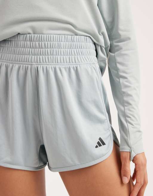 adidas performance Pacer essentials knit high-rise shorts in sage green and white, 3 of 5