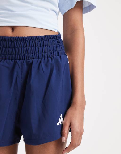 adidas Performance – Pacer – Mörkblå, vita och vävda träningsshorts med hög midja, 5 av 5