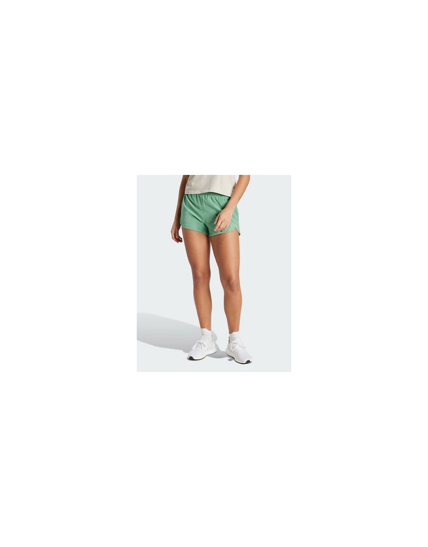 adidas Performance pacer training 3-stripes high-rise shorts in green