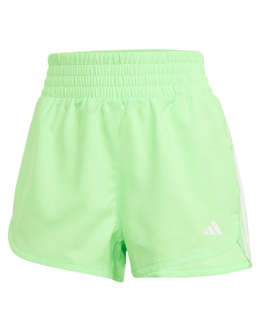 adidas Performance – Pacer – Trainingsshorts aus Webstoff in Lime Burst/Weiß mit hohem Bund und 3 Streifen, 3 von 5