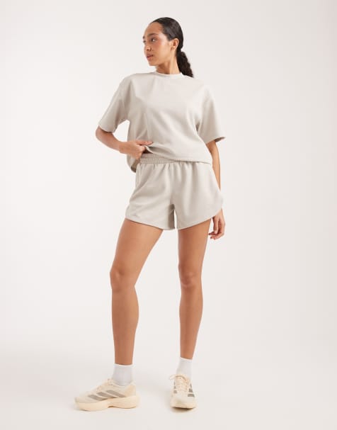 adidas performance Pacer workout waffle shorts in beige