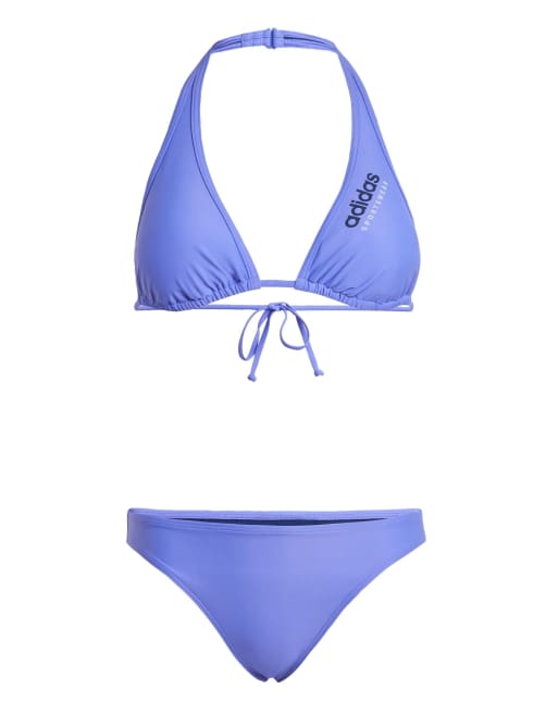 adidas performance Padded sportswear neckholder bikini in cobalt blue / dark blue, 2 of 4