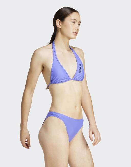 adidas performance Padded sportswear neckholder bikini in cobalt blue / dark blue, 4 of 4