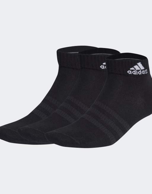 adidas Performance - Pakke med 3 par sorte tynde lette ankelsokker med hvide detaljer