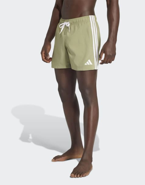 adidas Performance - Pantaloncini da bagno con 3 strisce verde tenda e bianco - view 1