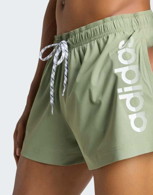 adidas Performance - Pantaloncini da bagno da 3" in maglia elasticizzata con logo viola solare/bianco, 3 di 4