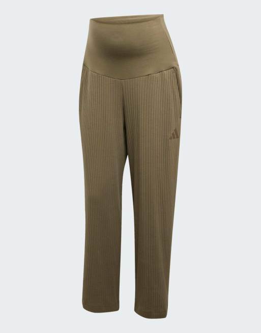 adidas performance - Pantaloni premaman a 7/8 a vita alta oliva strata a coste, 4 di 4