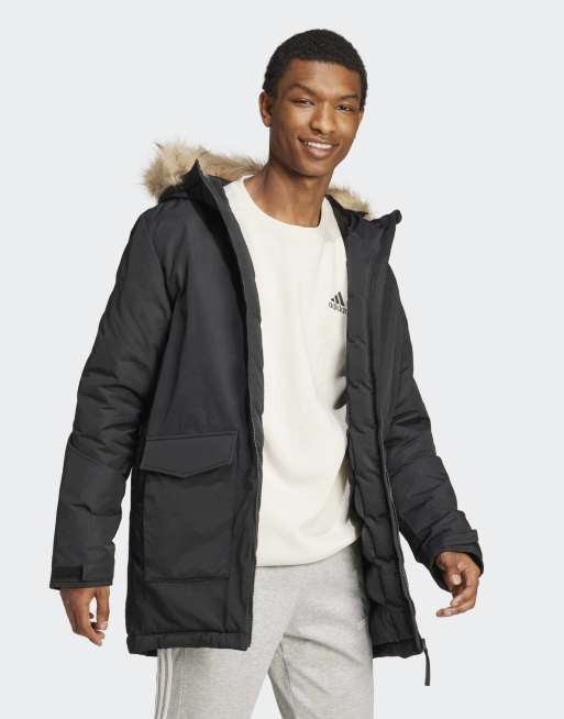 adidas performance Paveric fur parka in black, 2 of 4