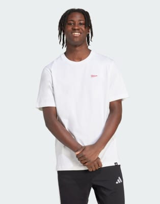 adidas performance Pennant trim graphic tee in white