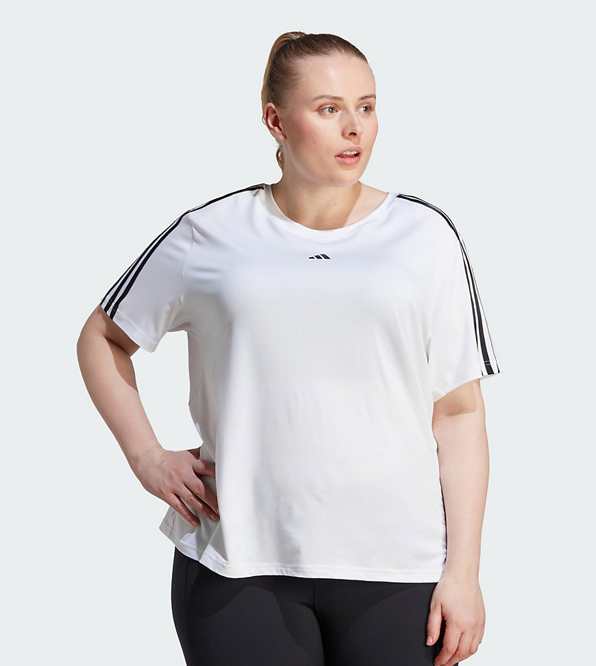 adidas Performance Plus Aeroready train essentials 3-stripes t-Shirt in white