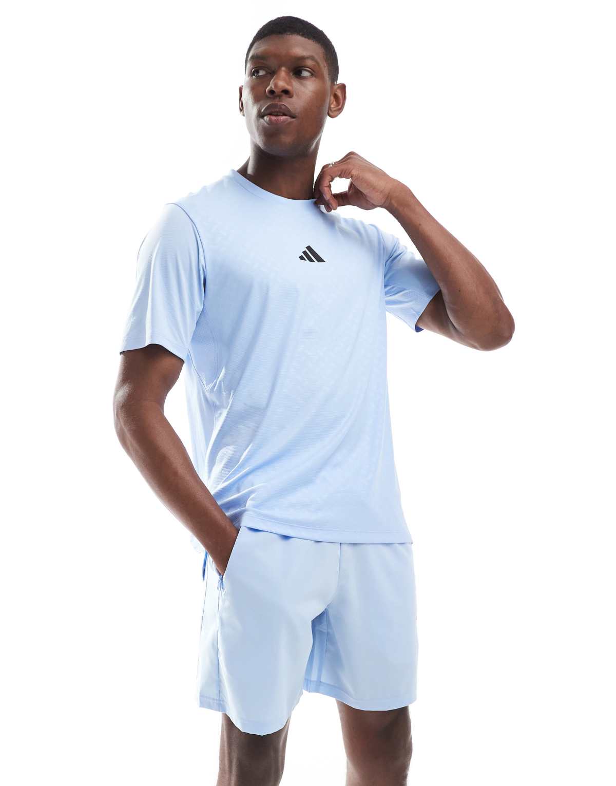 adidas performance Power 3-stripes tee in glow blue