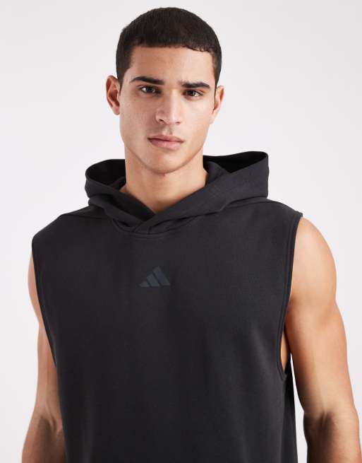 adidas Performance – Power Workout – Svart, ärmlös t-shirt med huva, 3 av 5