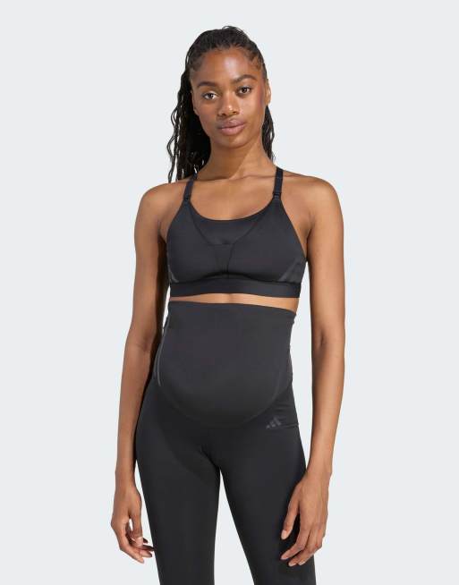 adidas Performance - Powerimpact Luxe - Reggiseno a medio sostegno nero e color carbone per l'allattamento