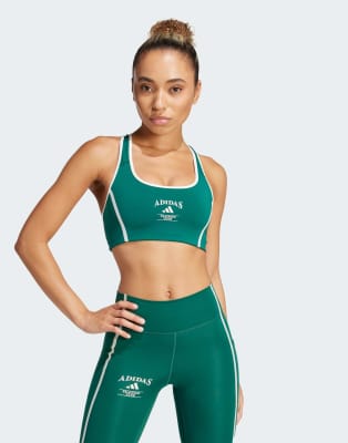 adidas performance - Powerimpact - Retro-BH in College-Grün/Kreideweiß mit mittlerer Stützkraft