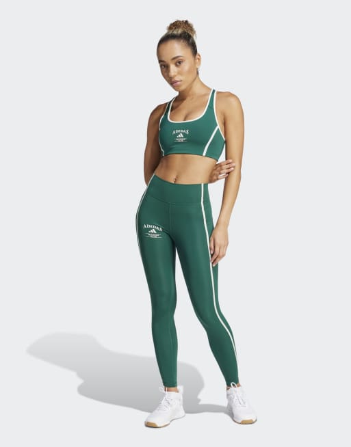 adidas performance – Powerimpact – Retro-BH in College-Grün/Kreideweiß mit mittlerer Stützkraft, 4 von 4
