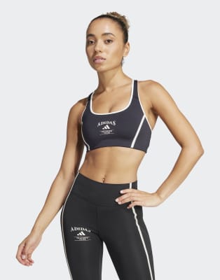 adidas Performance - Powerimpact - Retro-BH in Schwarz und Chalk White mit mittlerer Stützfunktion