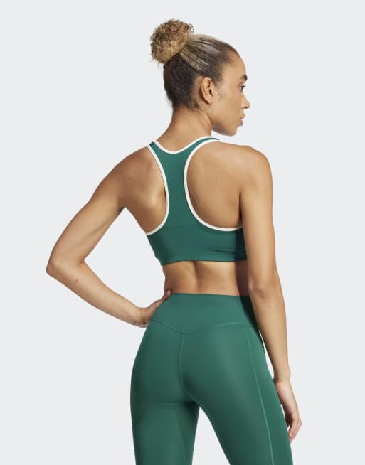 adidas performance - Powerimpact - Sport bh met medium ondersteuning in groen en wit, 2 van 4