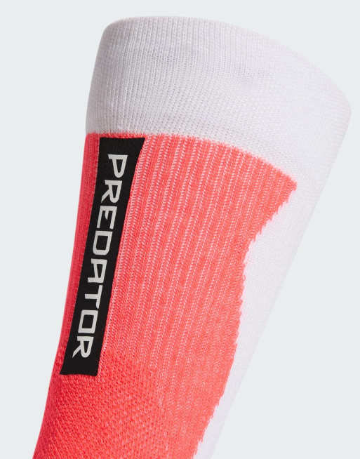adidas Performance predator football crew performance socks cushioned in white / lucid red / black, 2 of 3