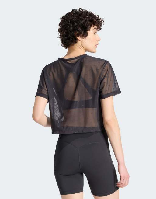 adidas performance Primelift essentials treningowy luźny T-shirt z siateczki w czerni, 2 z 4