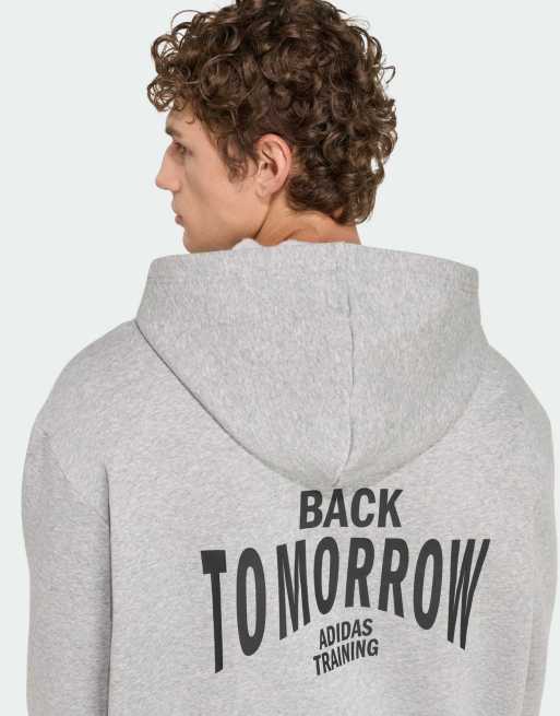 adidas Performance - Primelift - Sweat à capuche de sport oversize à imprimé - Gris moyen chiné, 3 de 4