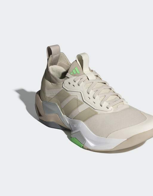 adidas performance Rapidmove ADV 2 training shoes in chalk white / beige / lime burst