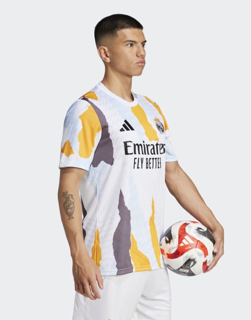 adidas performance Real Madrid 24/25 pre-match jersey in white / crew orange / charcoal / glow blue, 2 of 4