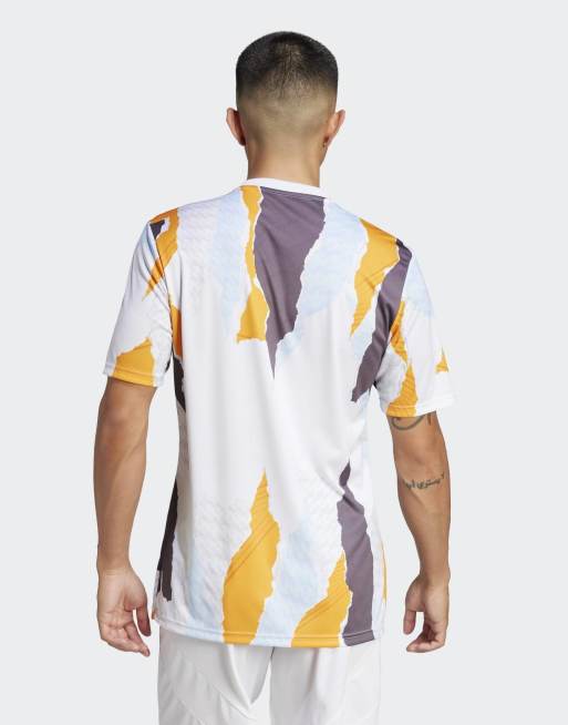 adidas performance Real Madrid 24/25 pre-match jersey in white / crew orange / charcoal / glow blue, 4 of 4