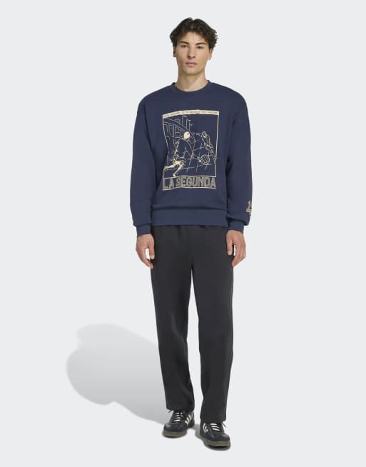 adidas performance Real madrid heritage crew sweat in legend ink, 4 of 4