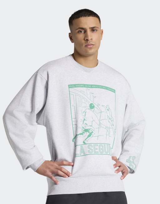 adidas Performance - Real Madrid Heritage - Lysegrå meleret sweatshirt med rund hals, 3 af 4