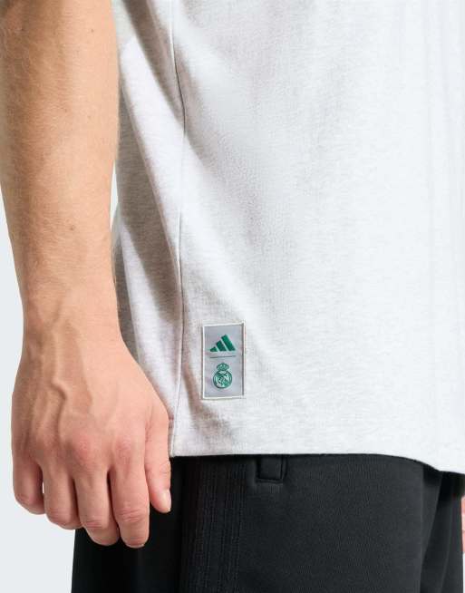 adidas performance - Real Madrid Heritage - T-shirt in cotone pesante grigio mélange chiaro, 2 di 4