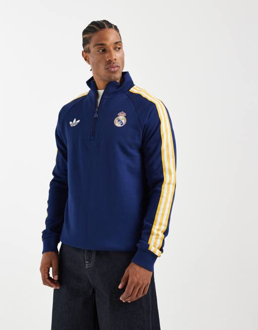 adidas performance - Real Madrid Originals - Top blu scuro con zip corta, 5 di 5