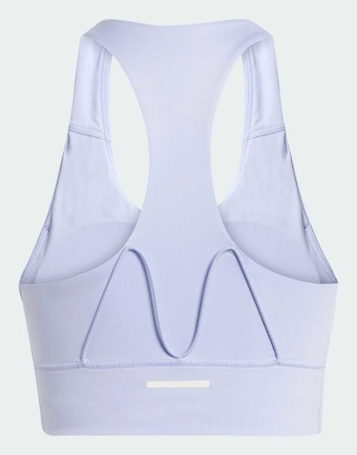 adidas Performance - Reggiseno a supporto medio da corsa viola con tasca, 2 di 4