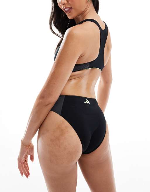 adidas - Performance Ripstream - Costume da bagno nero con 3 strisce e retro a Y, 2 di 4