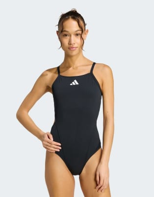 adidas Performance - Ripstream Team - Badeanzug in Schwarz mit schmalen Trägern und C-Rücken