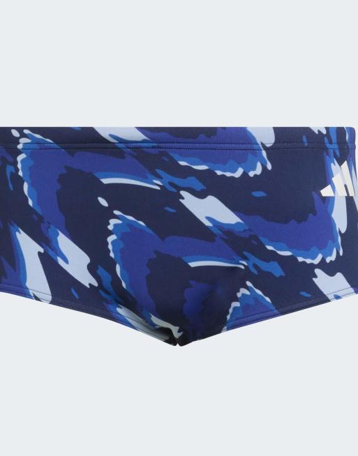 adidas Performance – Ripstream Team – Mörkblå och blå badshorts med vida ben och tryck, 3 av 4