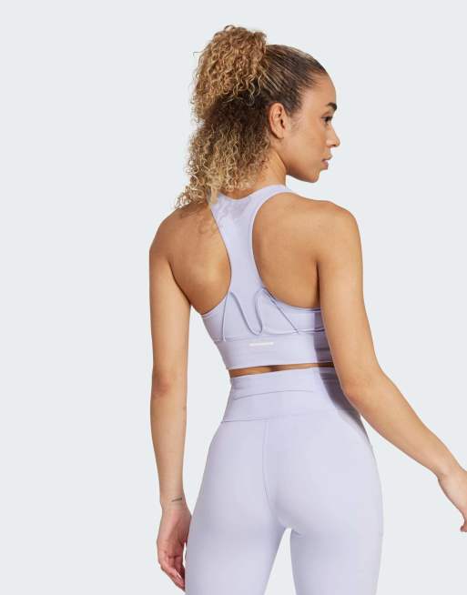 adidas Performance - Run - Brassière de sport à maintien intermédiaire avec poches - Violet, 3 de 4