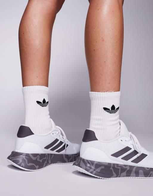 adidas Performance Runfalcon sneakers in white and black ASOS