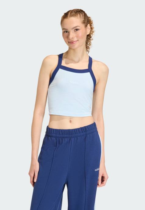 adidas Performance – Seasonal Essentials Colorpop – Niebiesko-biały top bez rękawów z haftowaną grafiką - view 1
