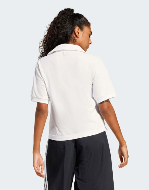 adidas performance Seasonal essentials colorpop polo with embroidered graphic in white and green, 3 of 4