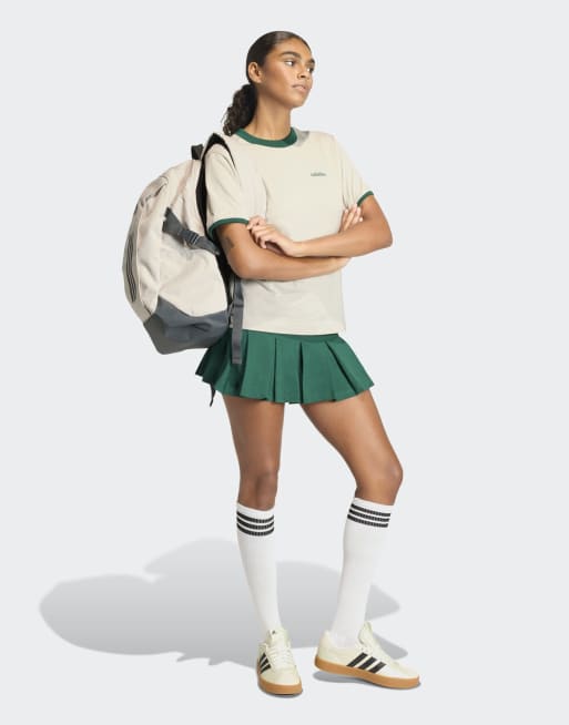 adidas performance Seasonal Essentials Colorpop skirt with inner shorts in collegiate green / beige